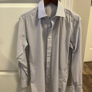 Hall Madden Dress Shirt Size 15.5 - Slim Fit Blue and White Check. Size A2